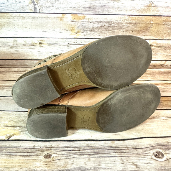 Gianni Bini Womens Tan Brown Leather Perforated Lace Up Ankle Boots 8.5M - Picture 7 of 9